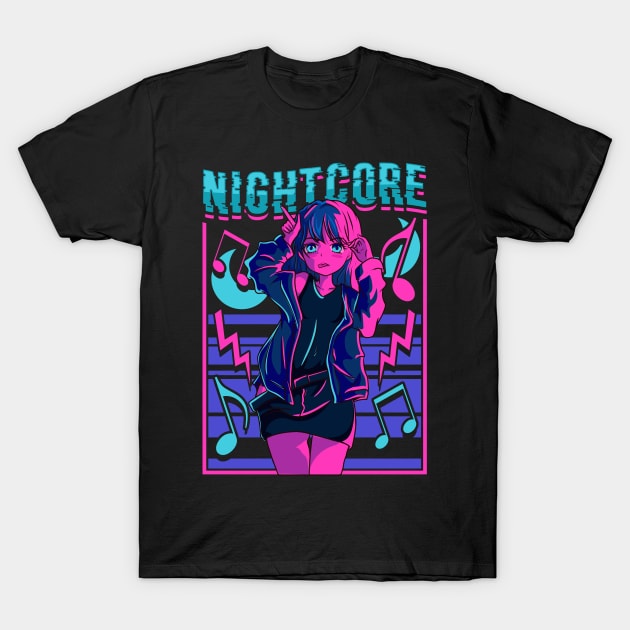 Nightcore Japanese Music Anime Aesthetic Manga EDM T-Shirt by theperfectpresents